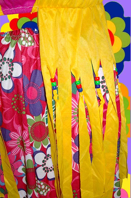 114✪ Hippie Kostüm Prilblumen Schlaghose Oberteil mit Trompetenärmel 70er Jahre 