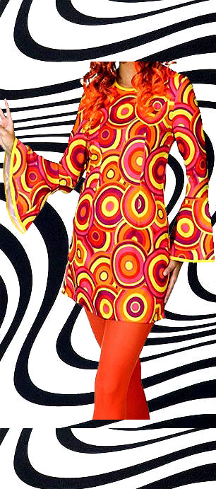 536✪ Trompetenärmel Maxi Kleid Kostüm 60er 70er Jahre Woodstock orange braun 