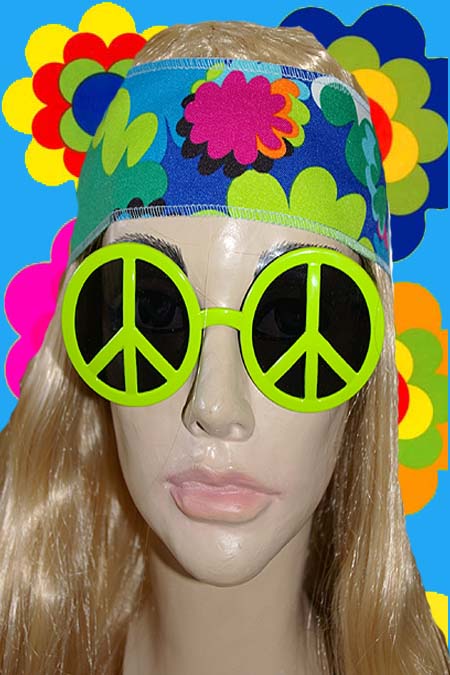 A516✪ 70er Jahre Peace Zeichen Woodstock Retro Sonnenbrille Hippie weiss 