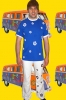 277 - Prilblumen Herren Shirt Woodstock Vintage Kult Retro 70er Jahre Gr. XL UNIKAT blau / weiß