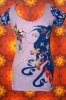 159 -  Shirt im Sixties Patchwork Style Mustermix Pailletten Gr. M flieder