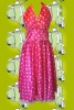 201.L - 50er 60 Jahre Rock'n Roll Petticoat Satin Kleid Cadillac Kostüm rockabella Gr. L pink / weiss