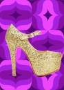 S41.39✪ Sixties Style Plateau Schuhe Riemchen High Heels Disco Metallic gold Gr. 39